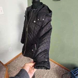 Tommy Hilfiger Women Puffer Jacket XS Blue Full Zip Hooded Packable Travel Quilt